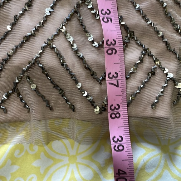 NWT Adrianna Papell Size 16W Taupe & Pink beaded flapper style Cocktail Dress - Picture 12 of 13